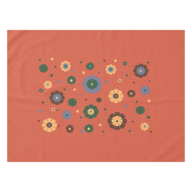 Mantel Tabloto de flores retro (Frente (Horizontal))