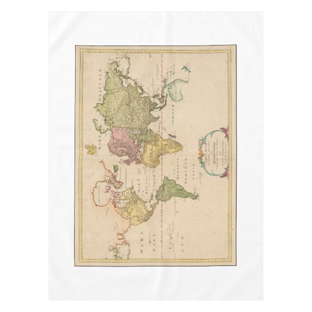 Mantel Tabloto del mapa zoológico del mundo de la antigüe (Anverso)