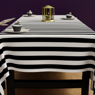 Mantel Tapa de algodón de franja negra y blanca
