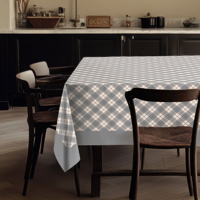 Mantel Tartán bajo control clásico de vidrio gris simple (Classic Simple Grey Plaid Checkered Tartan Tablecloth)