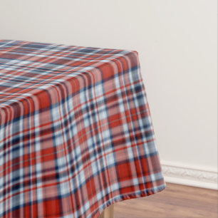 Mantel Tartán blanco y azul rojo