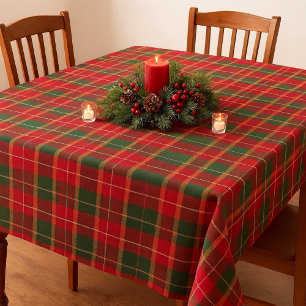 Mantel Tartan clásico de Navidad Rojo Verde Fiesta
