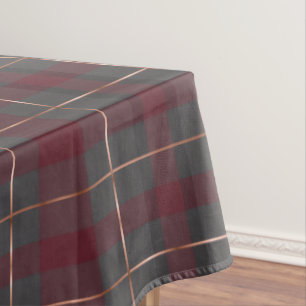 Mantel Tartan de Cuadros Rojo Clásico y Gris