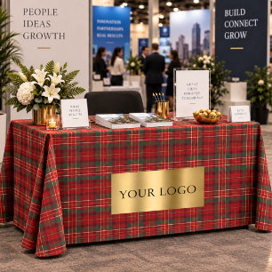 Mantel Tartan Plaid Rojo y Verde Logo Empresarial