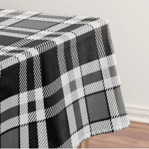Mantel Tartán Tartán Tartán de plástico blanco gris negro