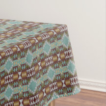 Taupe Brown Turquoise Aqua Blue Tribal Pattern