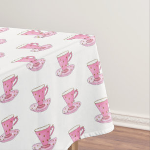 Mantel Taza de té rosa Patrón femenino de acuarela pintad