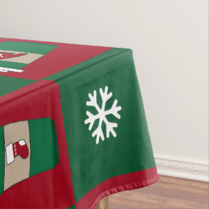 Mantel Tazas de café navideñas festivas a cuadros rojos y