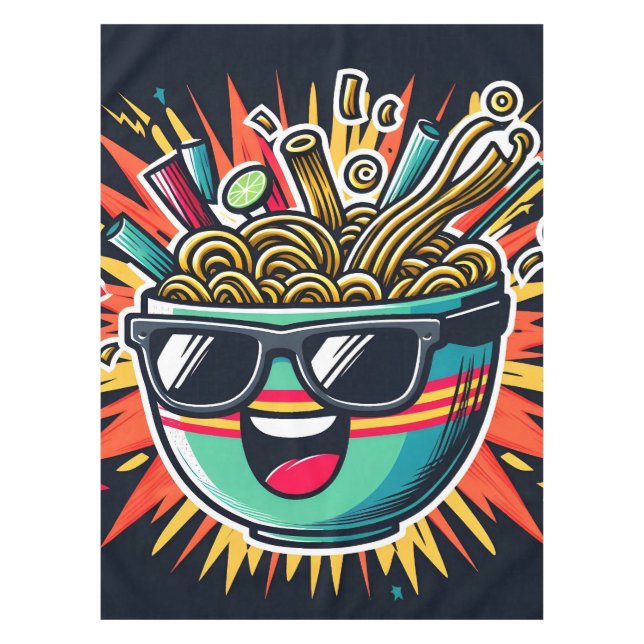 Mantel Tazón de ramen de dibujos animados de fideos lindo (Anverso)