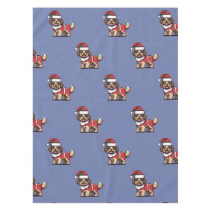 Mantel Te deseamos una feliz navidad con una linda santa