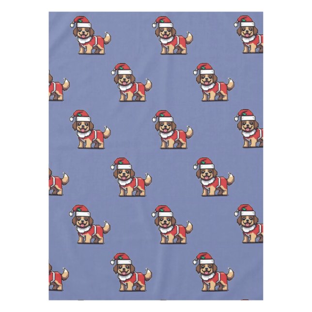 Mantel Te deseamos una feliz navidad con una linda santa  (Anverso)