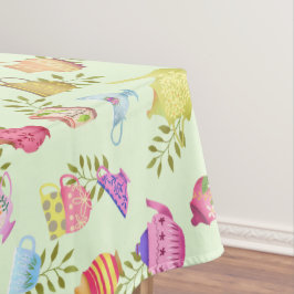 Mantel Té Pots and Cups Green