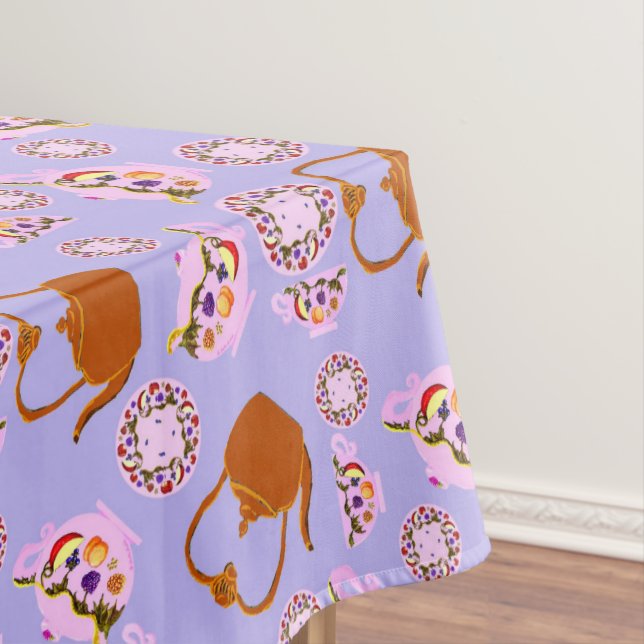 Mantel Tea Time Teapot Teacup Plate Copper Kettle patrón (In Situ)