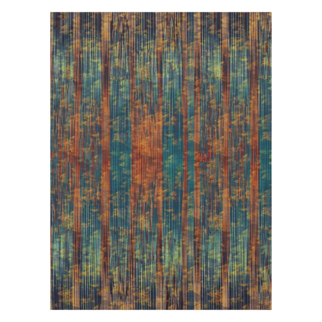 Mantel Teal Blue Green Orange Busy Abstract Tablecloth (Anverso)