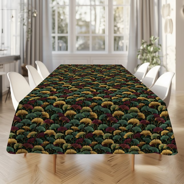 Mantel Teal Burgundy Ginkgo Pattern  (Subido por el creador)
