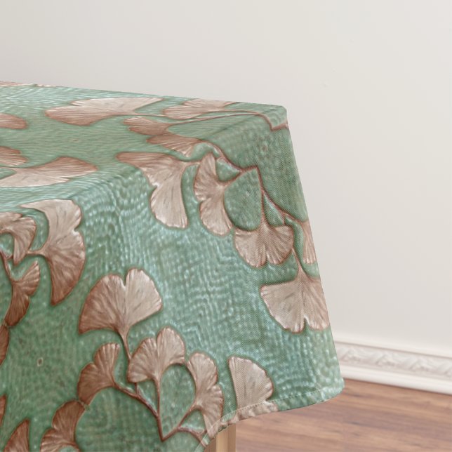 Mantel Tela de tabla con diseño de hoja de gingko (Tablecloth with gingko leaves.)