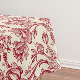 Mantel Tela de Tulipanes Rojo y Crema - Decoración campes