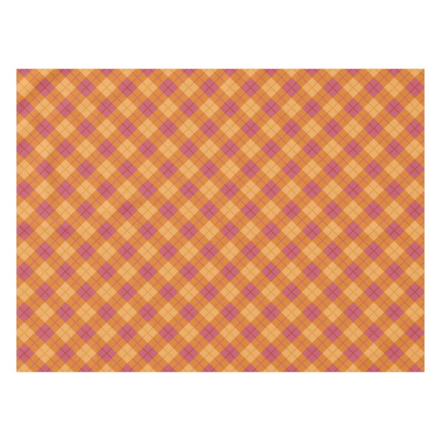 Mantel Tela escocesa diagonal en naranja y rosa (Frente (Horizontal))