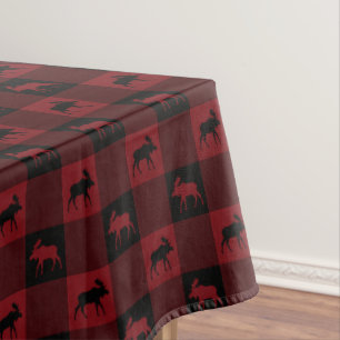 Mantel Tela escocesa negra roja de los alces