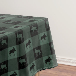 Mantel Tela escocesa negra verde de los alces