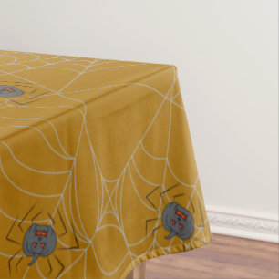 Mantel telaraña y calabazas de Halloween