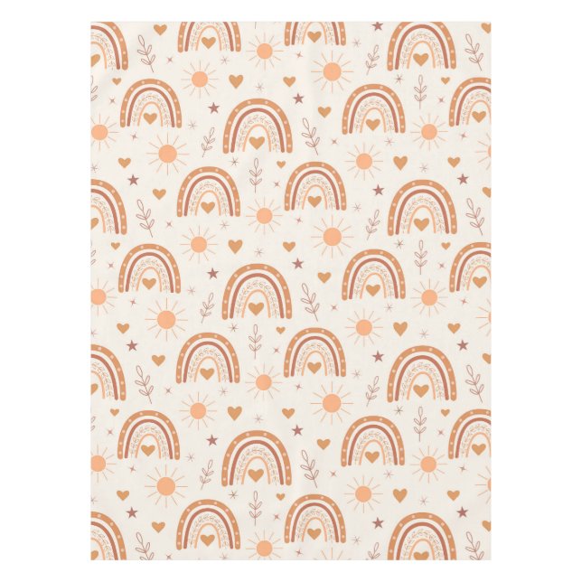 Mantel Terracotta boho arcoíris patrón ducha bebé (Anverso)