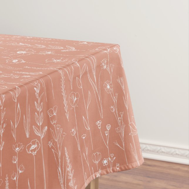 Mantel Terracotta Wildflower Baby Shower Tablecloth (In Situ)