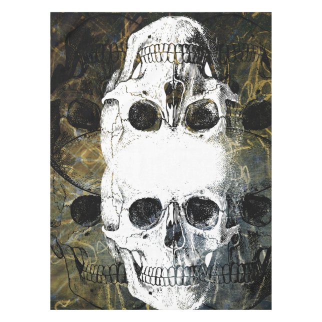 Mantel Terror de Halloween - 3 Calaveras Estallido de Gra (Anverso)