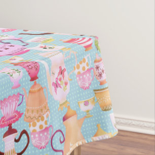 Mantel Teteras y tazas azules