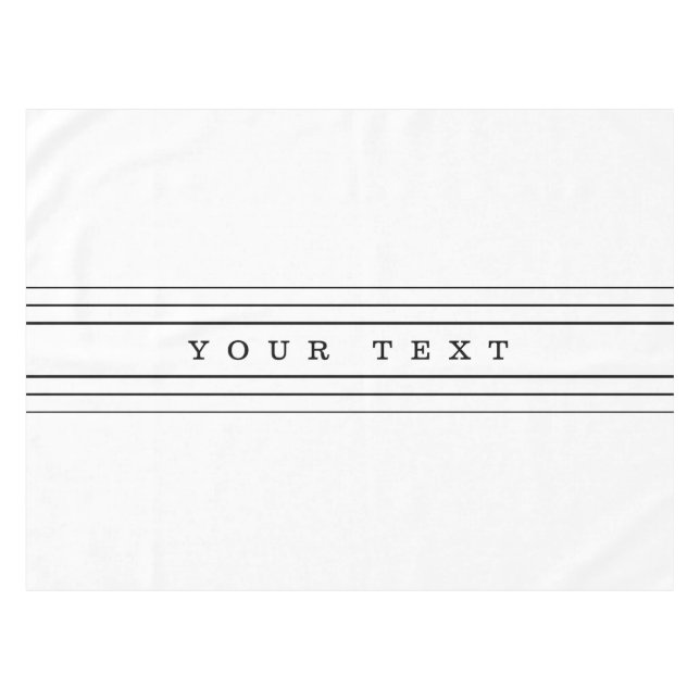 Mantel Texto Personalizado y franjas modernas | Blanco y  (Frente (Horizontal))