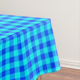 Mantel Textura de algodón Gingham Plaid | Control azul
