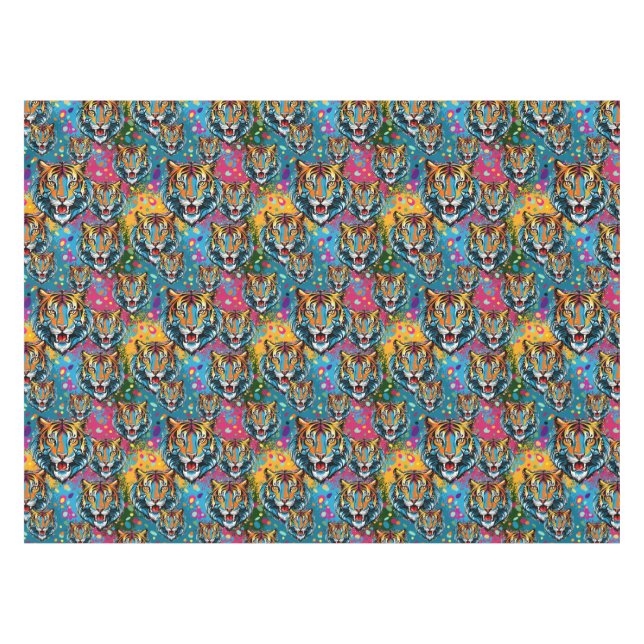 Mantel Tiger Head Rainbow colors paint stains (Frente (Horizontal))