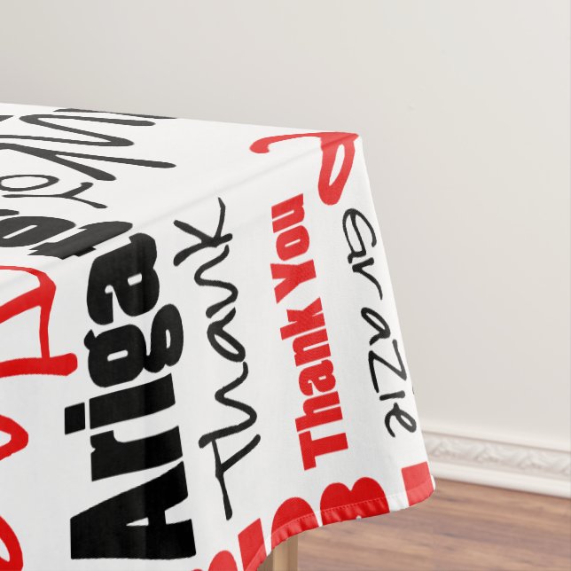 Mantel Tipografía negra roja multilingüe Gracias (In Situ)