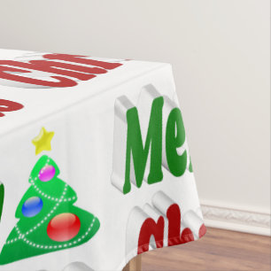 Mantel Tipografía verde roja del árbol de navidad Feliz