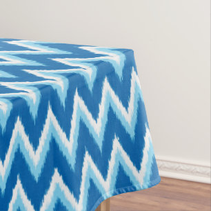 Mantel Tiras de Chevron Ikat - Cobalto, azul cielo y blan