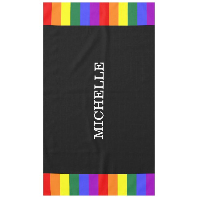 Mantel Toalha de Mesa Orgulho Gay Rainbow Personalizado (Anverso)