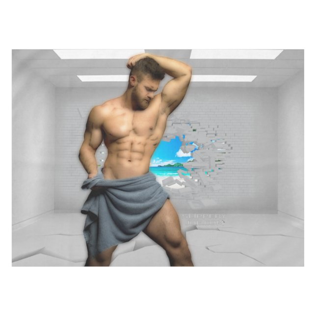 Mantel Toalla de hombre de SlipperyJoe rota pared de ladr (Frente (Horizontal))