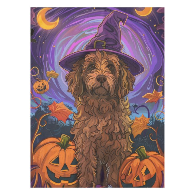 Mantel Tocante Goldendoodle Perro Halloween Calabaza de B (Anverso)