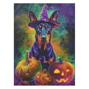 Mantel Tocante Perro Doberman Perro Halloween Bruja Y Cal