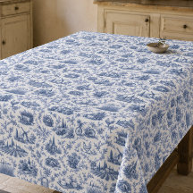Toile de Francia Azul Patrón de Rama de Rosa Campe