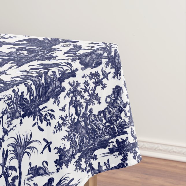 Mantel Toile de Jouy Cuatro Partes Del Patrón Azul Mundia (In Situ)