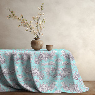 Mantel Toile de Jouy floral azul acuático vintage
