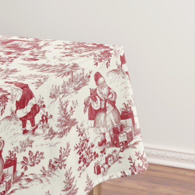 Mantel Toile de Navidad Rojo Santa y Árboles (In Situ)
