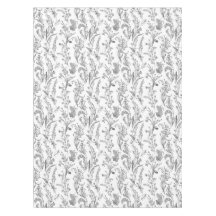 Toile Floral Antiguo Blanco y Negro Vintage