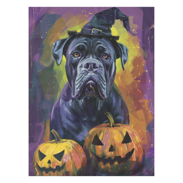 Mantel Tonto Bullmastiff Perro Halloween Bruja Y Calabaza (Anverso)