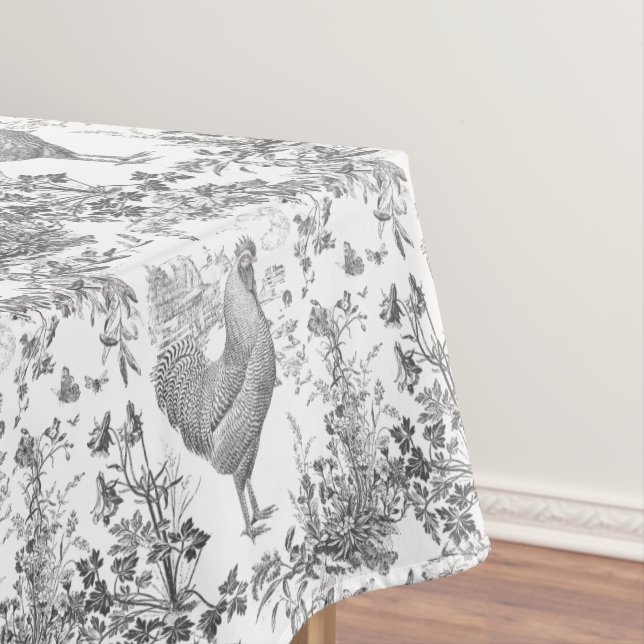 Mantel Toque clásico rugoso de gallo con flores grises (In Situ)