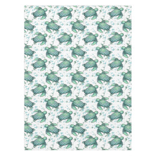 Mantel tortuga marina acuarela verde azul patrón animal