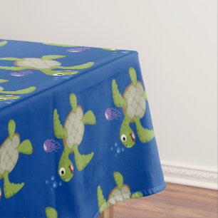 Mantel Tortuga marina verde suave feliz ilustracion perso