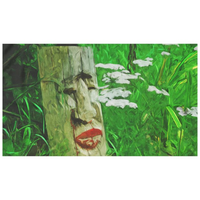 Mantel Tótem Indio Americano Rojo Entre Flores Silvestres (Frente (Horizontal))