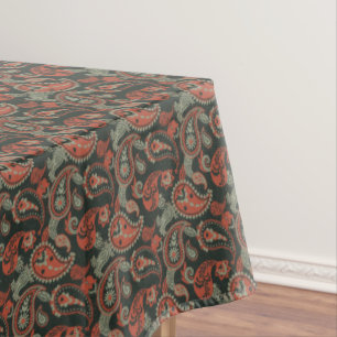 Mantel Tradicional Paisley Linocut Naranja cálido Mint Gr